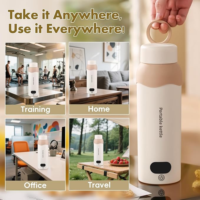 Travel Electric Tea Kettle 316 Stainless Steel, Small Portable Hot Water Kettle with 6 Temperature Control & Automatic Shut Off, 450mL Cute Tea Pot(USB for Warming)