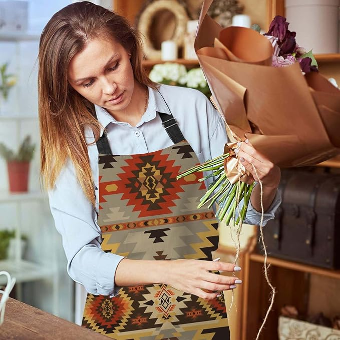Aztec American Southwest Print Apron Adjustable Neck Bib Apron for Men Women,Suitable for Kitchen Cooking Waitress Chef Apron - Image 6