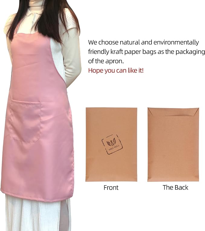 Bib Aprons- Mixed Color Apron with Pockets, for Kitchen Cooking Restaurant BBQ Painting Crafting - Image 9