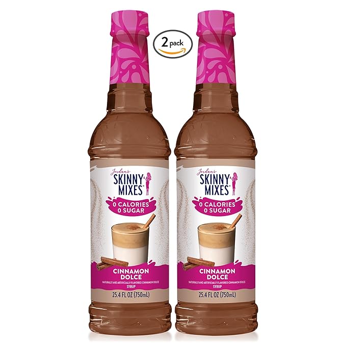 Jordan's Skinny Mixes Syrups, Cinnamon Dolce Coffee Syrup, Sugar Free, Zero Calorie Drink Flavoring & Mixes, 25.4 Ounces (Pack of 2)