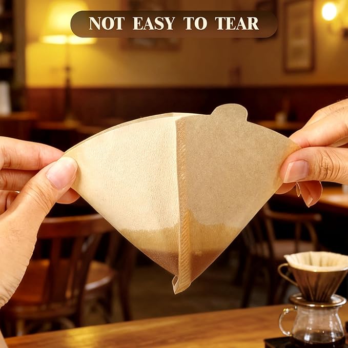 250 Count #2 Coffee Filters 2-4 Cup, Premiun Unbleached Natural Coffee Paper Filters, No Blowout, Disposable Coffee Filter Cone Paper for Pour Over and Drip Coffee Maker