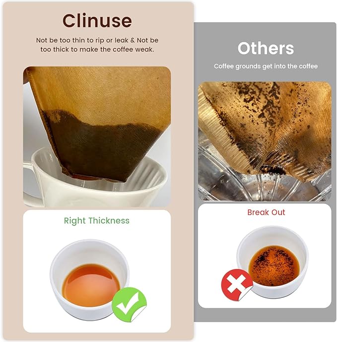 200 Count Cone Coffee Filters #2, Clinuse Unbleached Size 02 Coffee Filter 2-6 Cup, Disposable Natural Paper Filters, 02 Cone Filters for Pour Over and Drip Coffee Maker