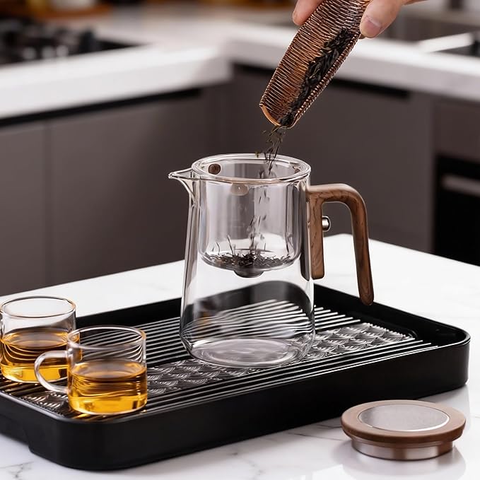 Enchanted Tea Pot, Magic Tea Pot for Loose Leaf Tea Steeper, Heat Resistant Borosilicate Glass Teapot with Tea Infuser, Ideal Gift for Tea Lovers - 34 oz (1000 ml)