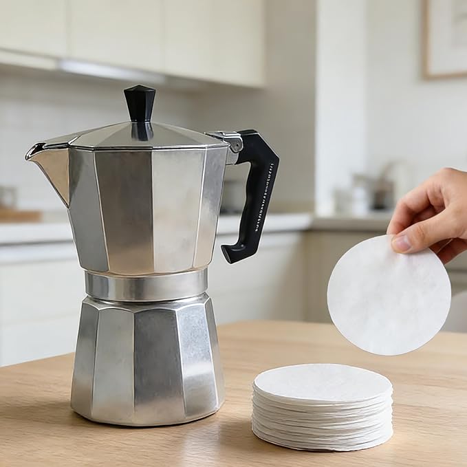 Coffee Filters Compatible With Primula Classic Stovetop Espresso and Coffee Maker 6 cups Moka Pot (200 Count)