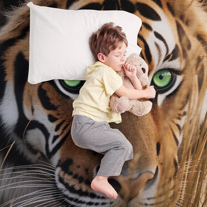 Beautiful Tiger Animal Nature Forest Super Soft Throw Blanket, Rustic Grass Brown Flannel Fleece Decorative Throw for Sofa Couch Bedroom Decor Outdoor Use 40"x50"