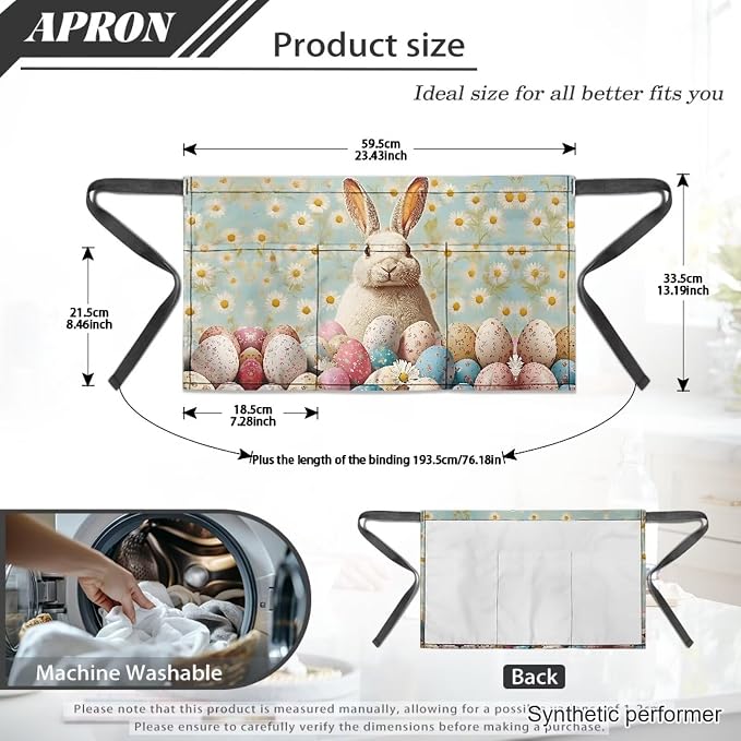 Waist Apron with 3 Pockets Waterproof 13 Inch Short Half Waist Aprons Women Men Server Aprons Waitress Waiter Apron - Image 7