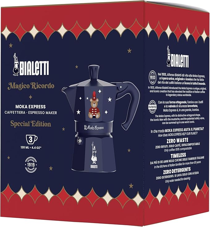 Bialetti Moka Express Blue Magic Memorial 1 Mug, 3 Cups (3 Cups)