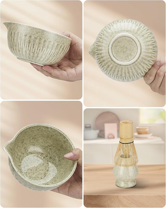 20Oz Matcha Whisk Set,7 Pcs Matcha Kit Includes Matcha Bowl, Whisk & Holder, Bamboo Scoop, Scoop Rest, Sifter & Tea Towel - Perfect for Matcha Tea Ceremony