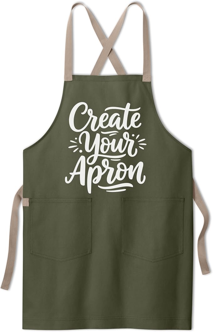 TEEAMORE Custom Apron with Pockets for Women Men Add Your Text Logo Chef Kitchen Cotton Adjustable Crossback Straps - Image 7