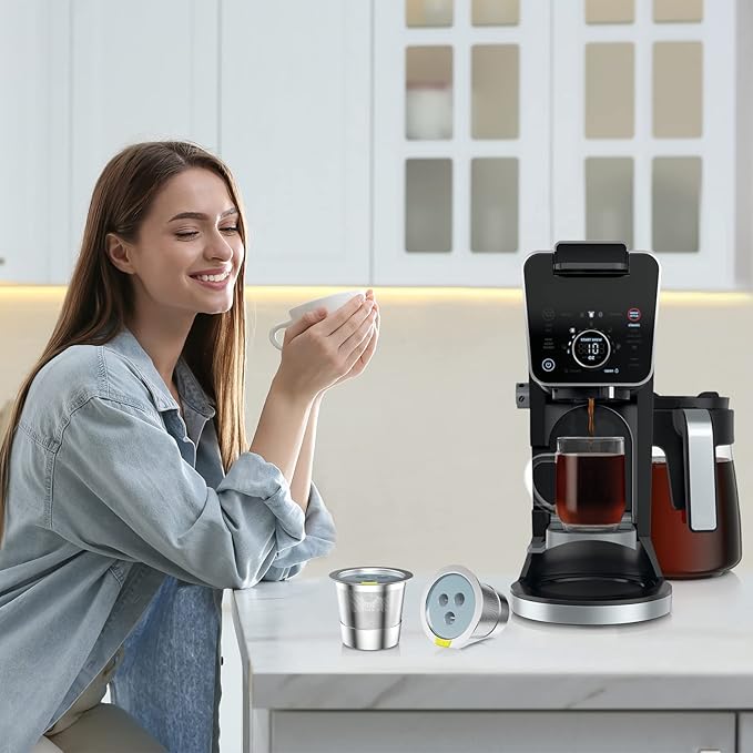 Reusable K Cups Compatible with Ninja Coffee Maker,Stainless Steel 4 Pack Reusable Coffee Pods,Permanent K Cups Coffee Filters Fit for Ninja CFP201 CFP 300 CFP305 CFP307 CFP400 (4Pack)