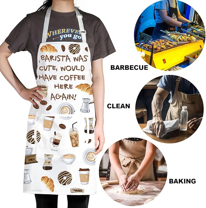JNIAP Coffee Barista Apron Coffee Shop Apron It's A Good Day To Get A Coffee Gifts Coffee Apron For Women Men
