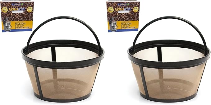 GOLDTONE Reusable 8-12 Cup Basket Coffee Filter fits Mr. Coffee Makers and Brewers, Replaces your Paper Coffee Filters, BPA Free (Pack of 2)