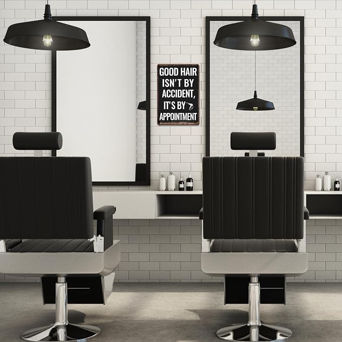 Sanwarm Metal Sign 8X12 Inch, Hair Salon Make An Appointment Vintage Tin Sign Barbershop Wall Decor - Image 6