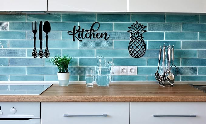 4eN Kitchen Wall Sign – Modern MDF Wooden Wall Decor for Kitchen & Dining Area – Minimalist Farmhouse Kitchen Decoration-5 Pieces