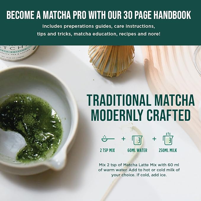 Jade Leaf Matcha Traditional Matcha Starter Set (Bamboo Whisk and Scoop, Stainless Steel Sifter) and Organic Ceremonial Matcha (30g Pouch)