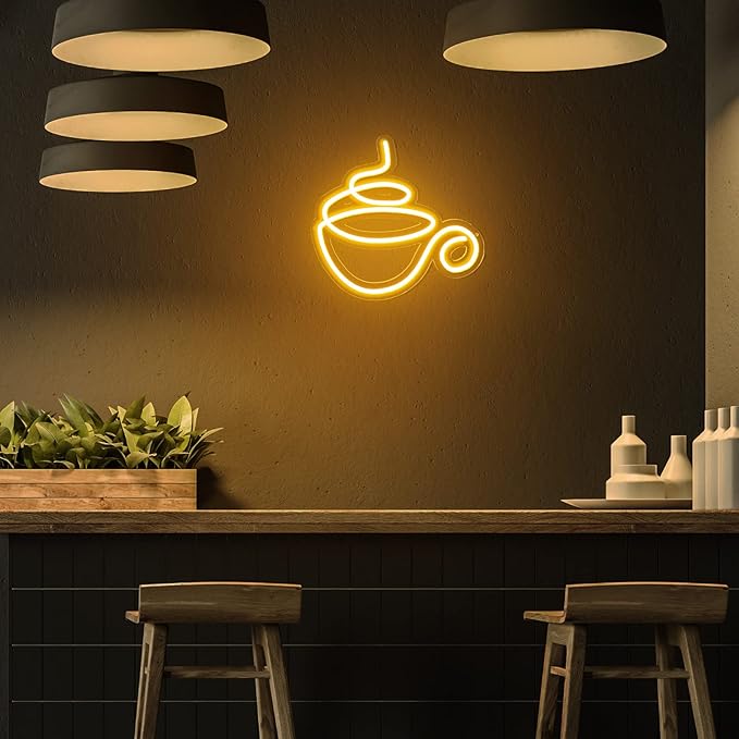 Kathfly Coffee Bar Neon Sign LED Neon Decor Modern LED Wall Sign for Shop Accessories for Cafe Restaurant Pub Art Party Decor(Coffee)