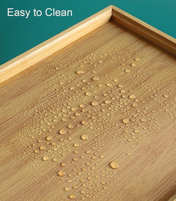 RT&BS Bamboo Tray, Bamboo Barbecue Tray, Bamboo Tea Trays, Basket Trays for Food, Drinks, Decor, Vanity in Kitchen, Dining Room, Restaurant, Bar, Cafés, Bathroom