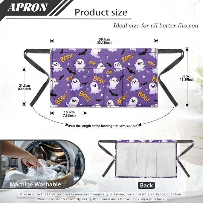Waist Apron with 3 Pockets Waterproof 13 Inch Short Half Waist Aprons Women Men Server Aprons Waitress Waiter Apron - Image 7