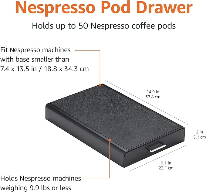 Amazon Basics Nespresso OriginalLine Coffee Pod Storage Drawer Holder,50 Capsule Capacity,Black,(Pack of 6)
