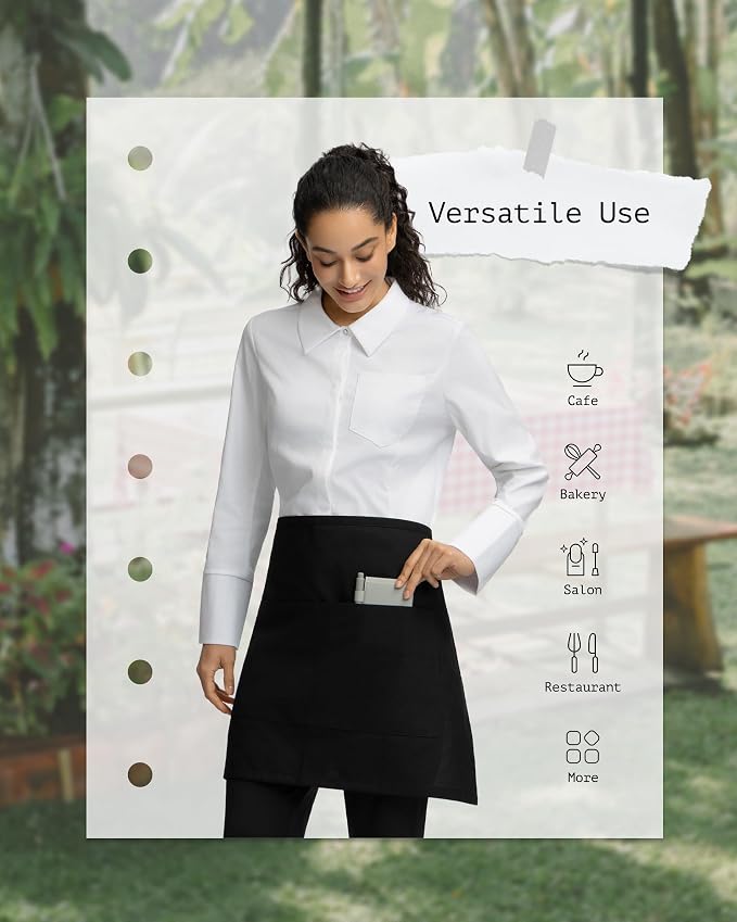 Chef Apron with 3 Pockets and Extra Ties | MJS polyester | Cotton-like feel | Fade & pill resistant | Extra-long ties | Machine washable | Unisex - Image 6