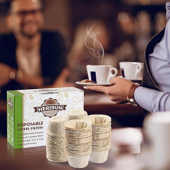 300 Count Disposable K Cup Filters, Coffee Filter Paper for Keurig Brewers Single Serve 1.0 and 2.0, Use with Resusable K Cup Pods (Unbleached Natural)