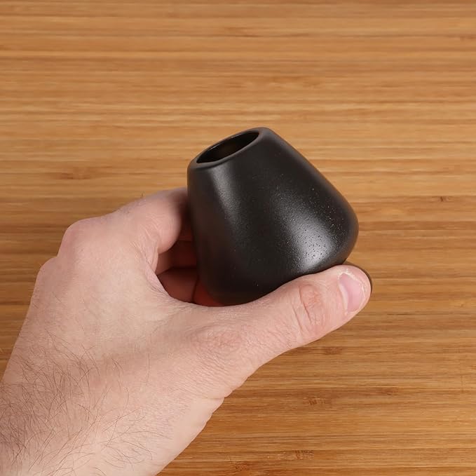 Matcha Tea Bamboo Whisk And Ceramic Rest 2 Piece Set - Black Holder - 1 Set