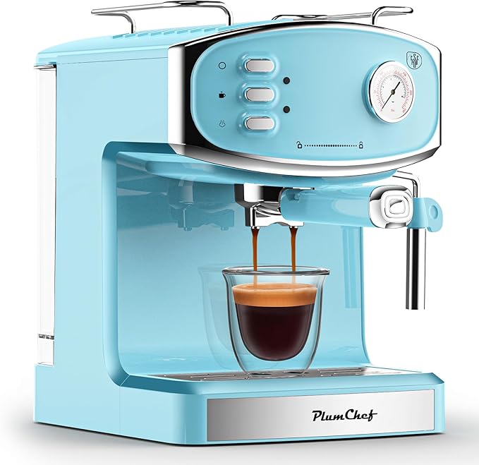 20 Bar Espresso Machine for home- Professional Compact Espresso Maker with Milk Frother Steam Wand, Pressure Gauge & 54oz Large Water Tank, Low Noise Fast Brewing for Cappuccino, Latte