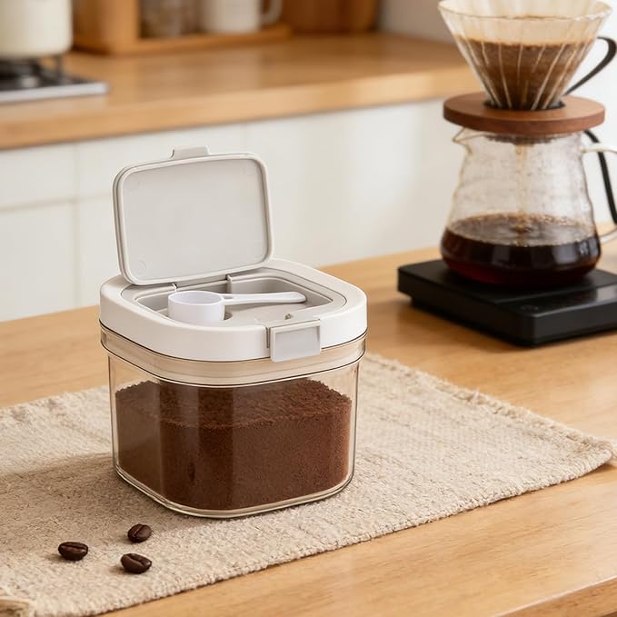 3 Pcs Airtight Coffee Canister, 27oz Large Coffee Storage Container with Scoop, Food Storage for Coffee, Tea, Beans, Sugar, Flour, Cereal and More (0.8 Liters)