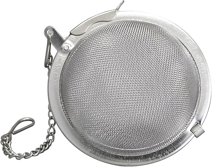 HIC Kitchen Mesh Ball Tea Infuser, 18/8 Stainless Steel Mesh, For Loose Leaf Tea and Mulling Spices, 2.5-Inch, Set of 2