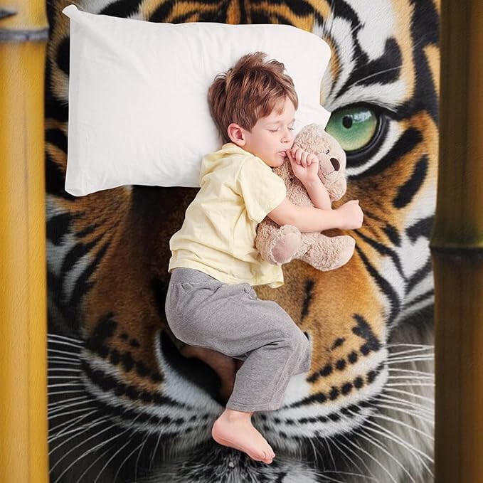 Beautiful Tiger Bamboo Eye Nose Super Soft Throw Blanket, Rustic Whisker Orange Flannel Fleece Decorative Throw for Sofa Couch Bedroom Decor Outdoor Use 40"x50"