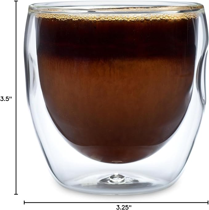 Moderna Artisan Series Double Wall 8 oz Beverage Glasses - Set of 8 Drinking Glasses