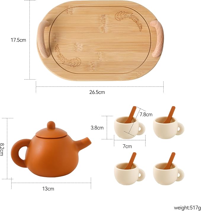 Silicone Tea Set for Toddlers – Kids Tea Set for Girls & Boys, Pretend Play Tea Party Set with Teapot, Cups & Spoons – Safe Tea Sets for Toddlers 3-5 Years Old