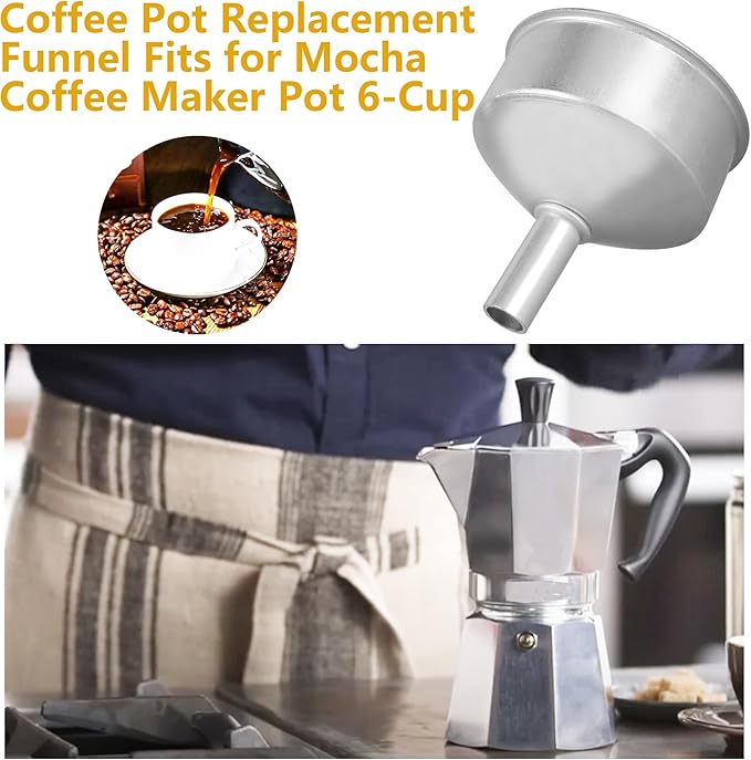 Coffee Pot Replacement Funnel Fits for Mocha Coffee Maker Pot 6-Cup,Moka Pot Funnel Replacement(1 Pcs 6-Cup)