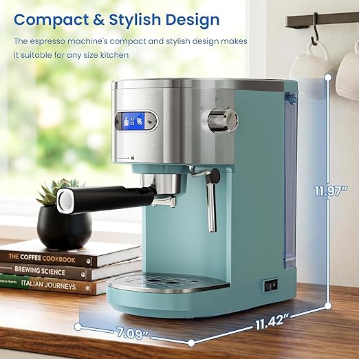 COWSAR Espresso Machine,Expresso Coffee Machines,Espresso Maker with Milk Frother Steam Wand & 40oz Removable Water Tank,Stainless Steel Compact Cappuccino & Latte Machine