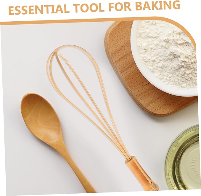 Manual Egg Mixer Bamboo Egg Whisk Large Whisk Multi-use Stirrer Easy to Clean Non-sticky Lightweight Ergonomic Handle for Cooking