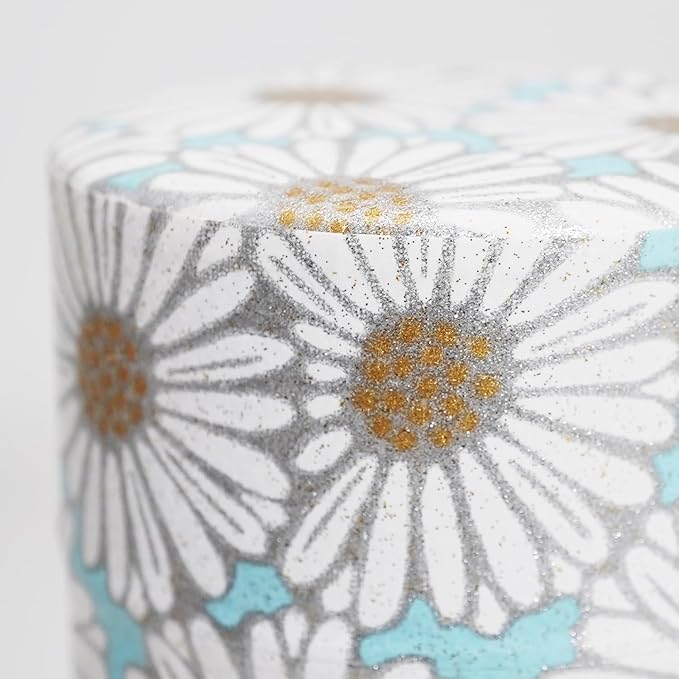 Kyoto Floral Tin Tea Canister - 7 oz Traditional Japanese Yuzen Paper Design, Airtight Storage for Fresh Tea Leaves, Ideal for Tea Ceremony Accessories Collection (Light Blue)