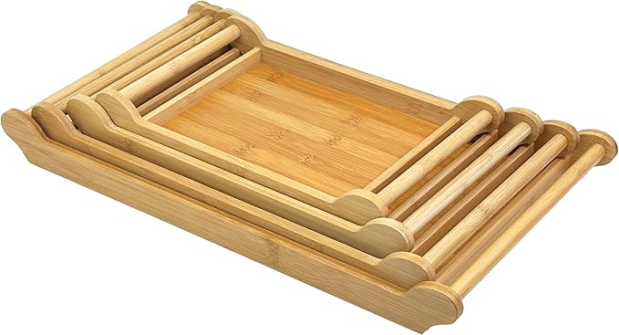 Bam & Boo - Bamboo Serving Tray with Extra Large Handles (10.25" x 17.5")