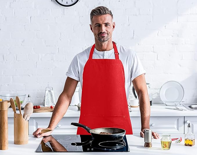 Utopia Kitchen 10 Pack Bib Apron Adjustable with 2 Pockets, Water and Oil Resistant, Cooking Kitchen Chef Apron for Women Men