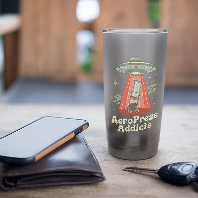 UFO AeroPress Funny Coffee Shirts Sci-Fi AeroPress Brewing Stainless Steel Insulated Tumbler