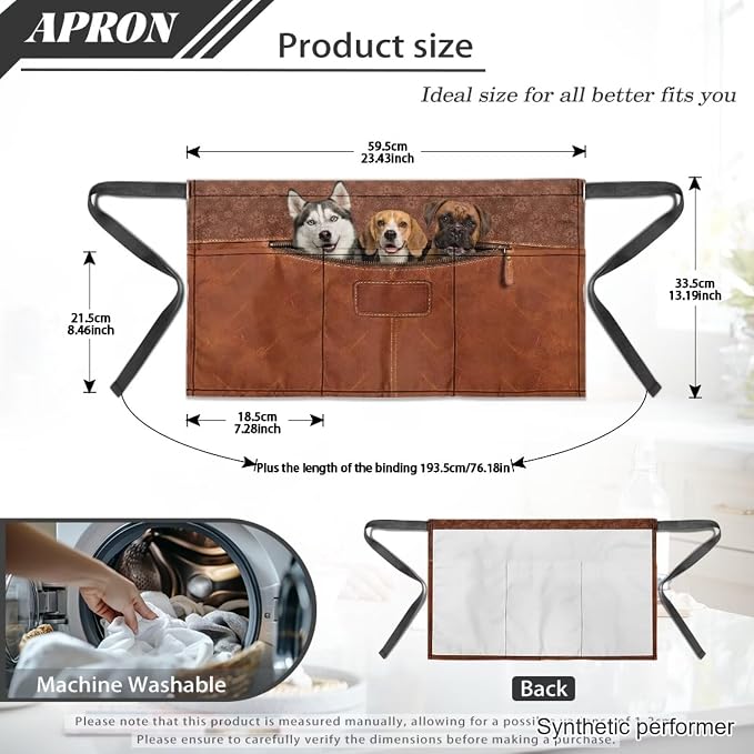 Waist Apron with 3 Pockets Waterproof 13 Inch Short Half Waist Aprons Women Men Server Aprons Waitress Waiter Apron - Image 7