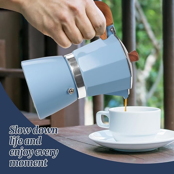 6 Cup Moka Pot Aluminum 300ml Italian Coffee Maker Stovetop Espresso CoffeeMakers Mocha Pot Percolator for Electric Ceramic Stove Classic Greca Cafe Makers Portable for Easy Brewing