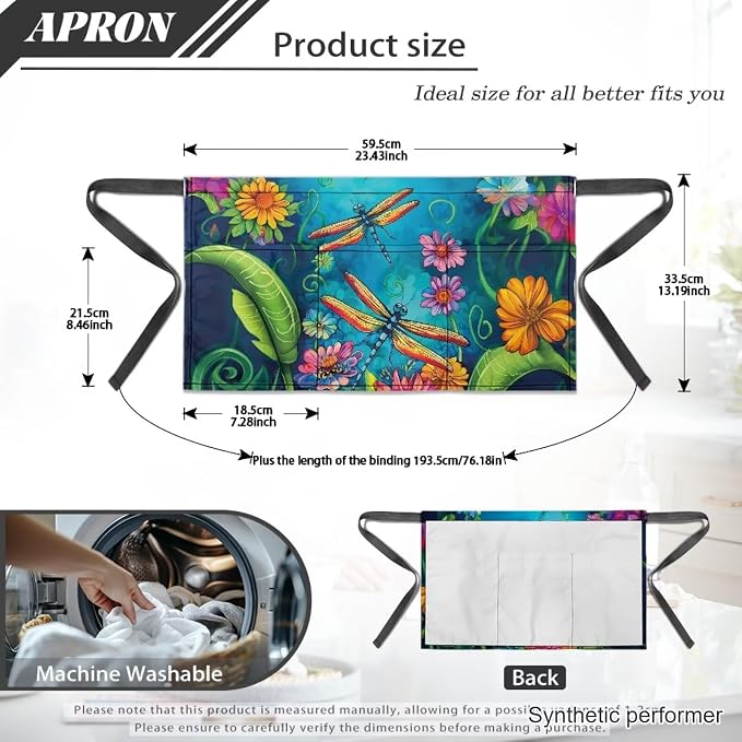 Waist Apron with 3 Pockets Waterproof 13 Inch Short Half Waist Aprons Women Men Server Aprons Waitress Waiter Apron - Image 7