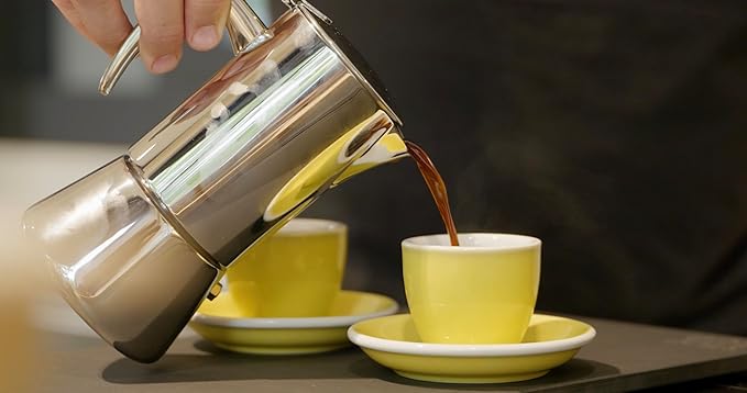 Moka Stovetop Espresso Maker, Stainless Steel, for Induction Cooktops, 5-6 Cups, 10 Oz