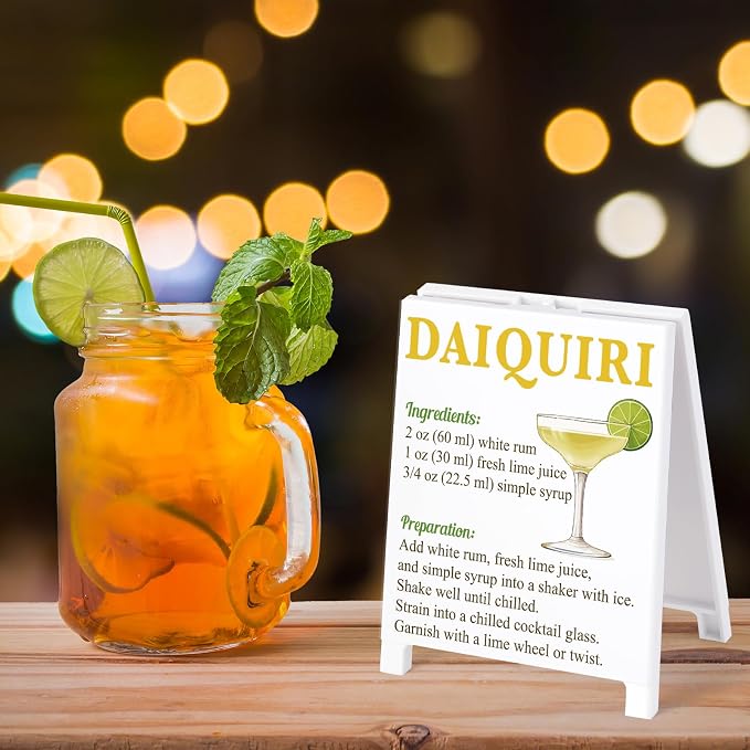 Daiquiri Recipe Rustic Bar Decor for Home Cafe Farmhouse Cocktail Sign for Kitchen Bar Cart Accessories Mixology Christmas Gift for Bartender Men Women New Couple - 5.59 x 4.33 inch Acrylic Sign - Image 7
