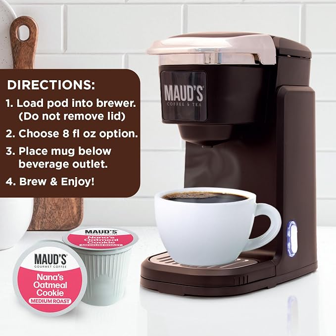 Maud's Oatmeal Cookie Flavored Coffee Pods, 18 ct, Medium Roast Flavored Coffee in Single Serve Pods – 100% Arabica Beans, Compatible with Keurig K Cups Maker - Image 5