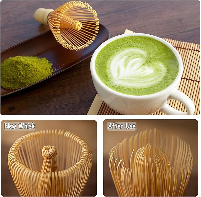 Matcha Whisk Set - With Bamboo Whisk and Tea Spoon (Chasen) & Traditional Scoop – Traditional Japanese Matcha Making Kit for Green Tea Ceremony, Handcrafted 100% Natural Bamboo Tools