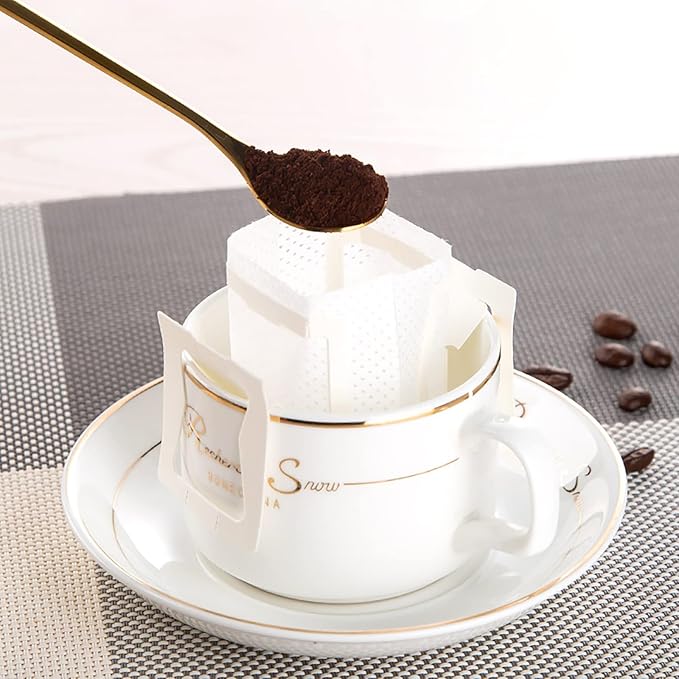 Frcctre 200 Pcs Coffee Filter Paper Bag, Portable Disposable Hanging Ear Drip Coffee Bags Single Serve Drip Filter Bags for Home Office Travel Camping