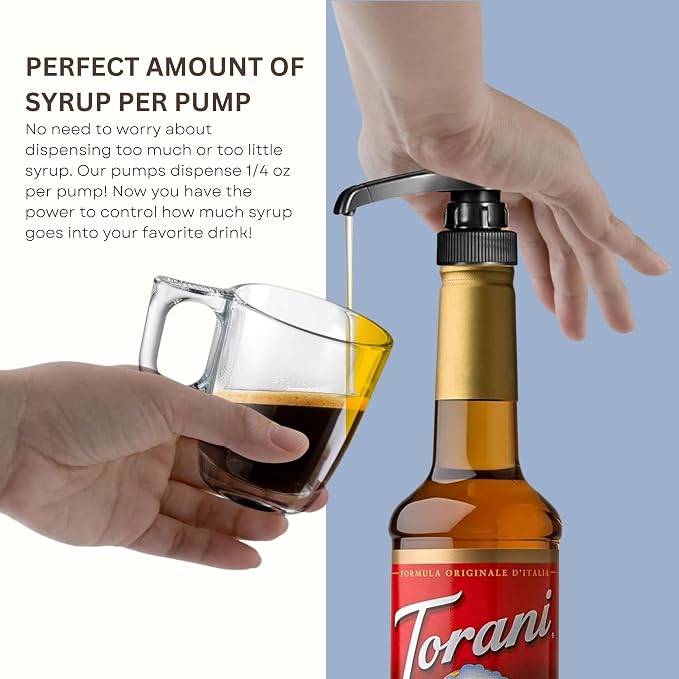 Syrup Pump Compatible with Torani, Davinci and Skinny (Set of 2) - fits Bottles (25.4 oz-750ml) (Black) - Image 5
