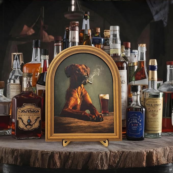 3D Funny Dog Drinking Beer Wall Art Sign for Pub Bar Decor, Vintage Tipsy Dog Portrait, 8x10 Inch