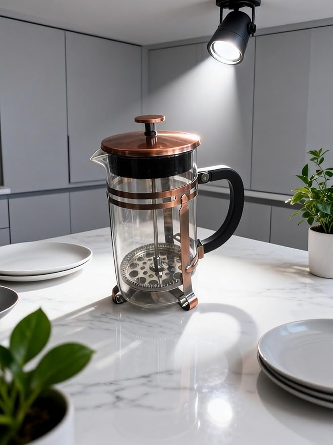French Press Coffee Maker 21 oz, 304 Stainless Steel Double Mesh Filter, Borosilicate Glass, Heat-Resistant, BPA-Free, Ideal for Home, Office & Gift